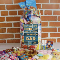 Hampers and Gifts to the UK - Send the Personalised Best Dad Giant Retro Sweet Jar